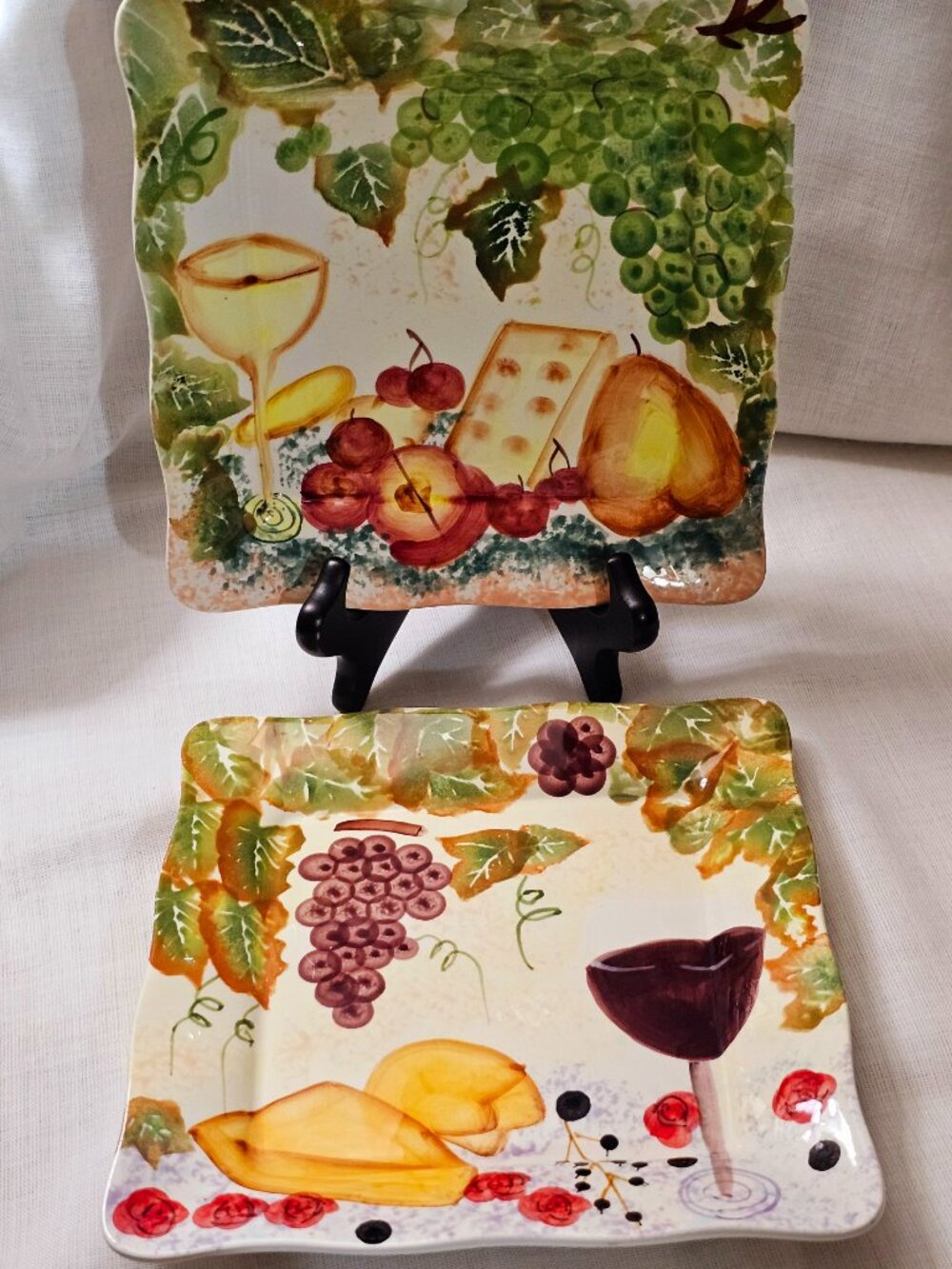 Set of 2 Cheese and Wine Square Plate